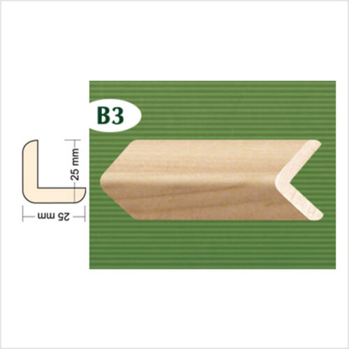 Drvena kutna lajsna jela B3 25x25mm
