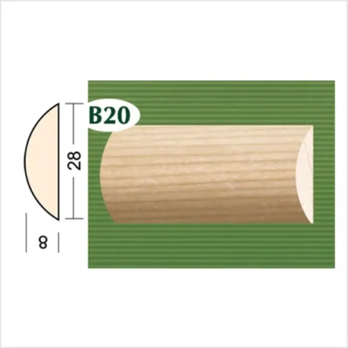 Drvena ravna kant lajsna jela B20 28x8mm