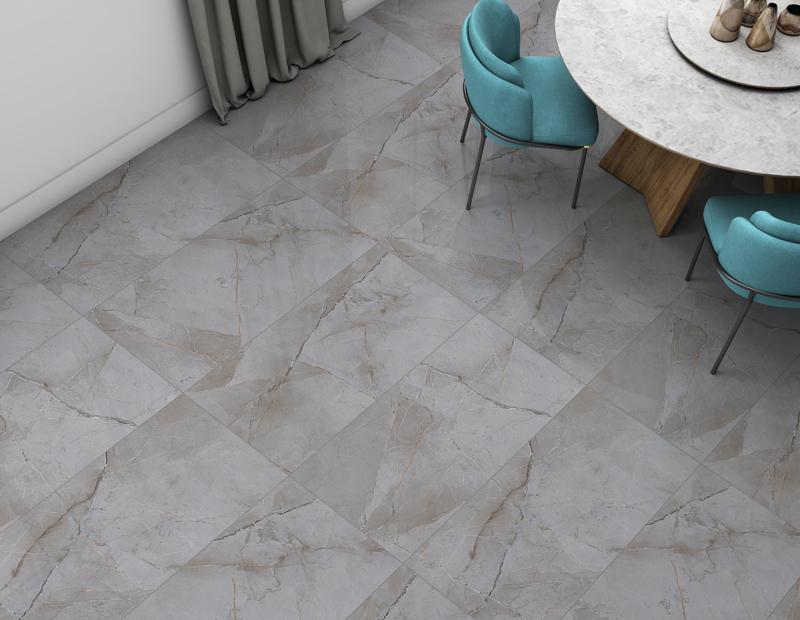 60 x 120 Rett Limestone Grey Glossy - Gres porculan podne pločice