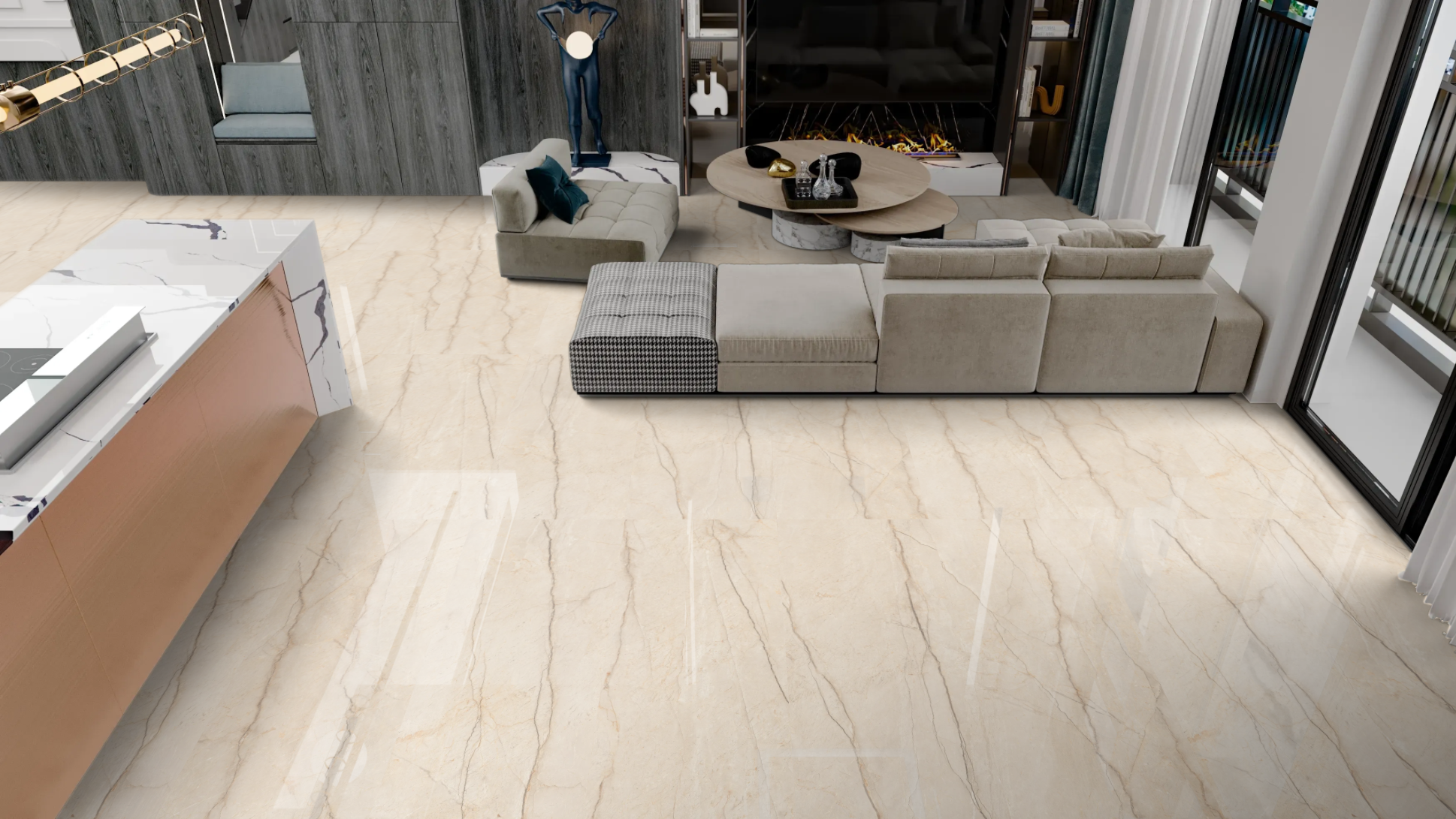 60 x 120 Rett Levanto Ivory - Gres porculan pločice