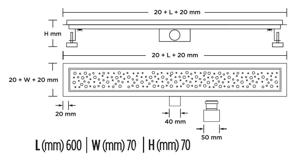 6723 Tuš kanalica Armal Basic 60 Inox Linije